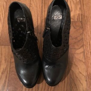 Uggs black leather booties